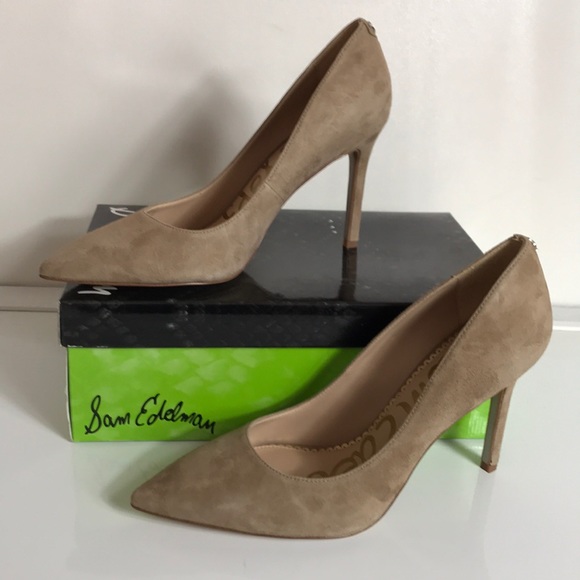 Sam Edelman Hazel Pointed Toe Pumps oatmeal Suede - Picture 2 of 8